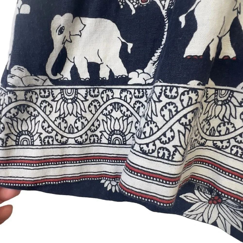 Loft linen blend  Elephant Print Skirt mp - Picture 3 of 16